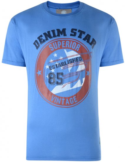 Kam Jeans Star 2-pack T-shirt Navy/Denim - Herren-T-shirts - Herren-T-Shirts in großen Größen