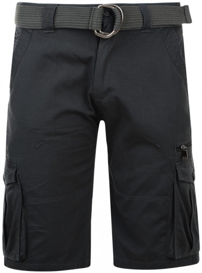 Kam Jeans Belted Cargo Shorts Charcoal - Herrenshorts in großen Größen - Herrenshorts in großen Größen