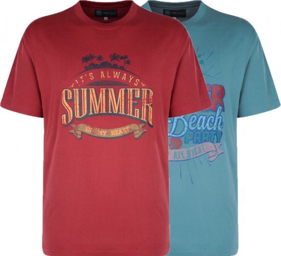 Kam Jeans Summer Beach 2-pack T-shirt - Herren-T-Shirts in großen Größen - Herren-T-Shirts in großen Größen