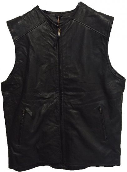 Woodland 806 Leather vest Black - Herren Jacken in großen Größen - Herren Jacken in großen Größen