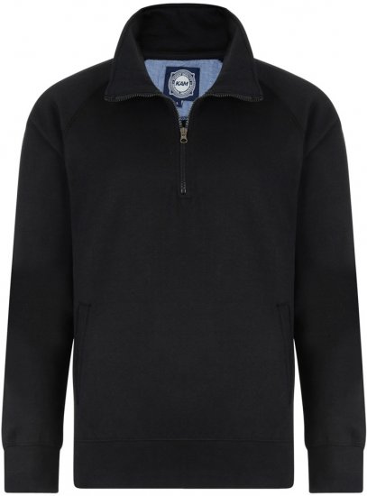 Kam Jeans Half-Zip Sweatshirt Black - Herren-Sweater und -Hoodies in großen Größen - Herren-Sweater und -Hoodies in großen Größen