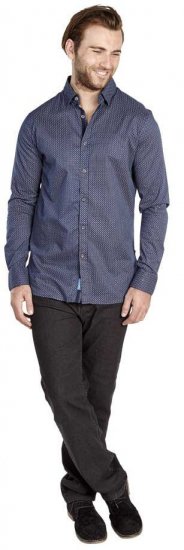 D555 MARVIN Small Circle Print Long Sleeve Shirt - Herrenhemden - Herrenhemden in großen Größen