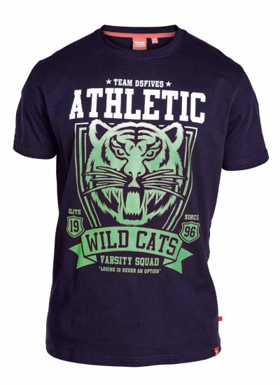D555 STACY "Wild Cats" T-Shirt Navy - Herren-T-Shirts in großen Größen - Herren-T-Shirts in großen Größen