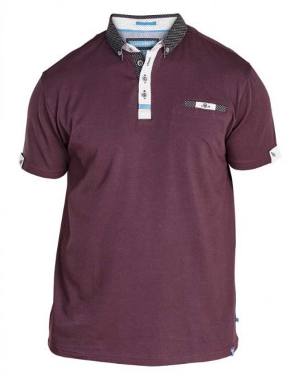 D555 Edger Stretch Cotton Polo Dark Burgundy - Polo-Shirts für Herren in großen Größen - Polo-Shirts für Herren in großen Größen