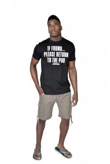D555 SIMON 'Return To The Pub' Crew Neck T-Shirt Black - Herren-T-shirts - Herren-T-Shirts in großen Größen