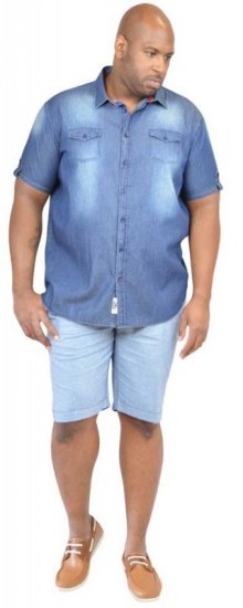 D555 DESTIN Twin Pocket Short Sleeve Vintage Denim Shirt - Herrenhemden - Herrenhemden in großen Größen