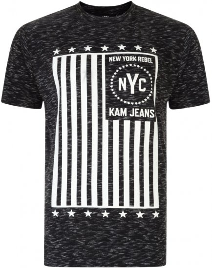 Kam Jeans NY Rebel Tee -Black Edition - Herren-T-Shirts in großen Größen - Herren-T-Shirts in großen Größen