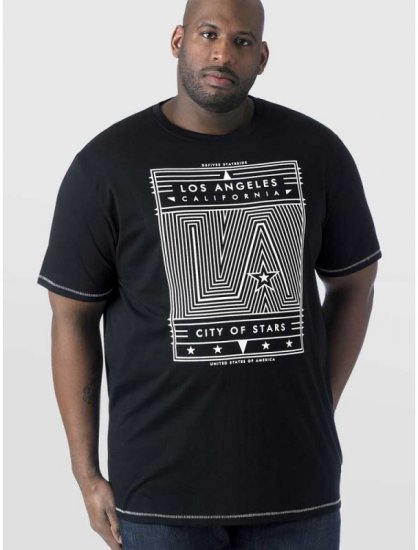 D555 OAKLEY LA Geometric Print Crew Neck T-Shirt Black - Herren-T-shirts - Herren-T-Shirts in großen Größen