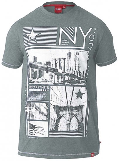 D555 RUEBEN NY City Print T-Shirt Khaki - Herren-T-Shirts in großen Größen - Herren-T-Shirts in großen Größen