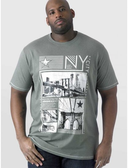 D555 RUEBEN NY City Print T-Shirt Khaki - Herren-T-shirts - Herren-T-Shirts in großen Größen