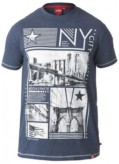 D555 RUEBEN NY City Print T-Shirt Denim - Herren-T-shirts - Herren-T-Shirts in großen Größen