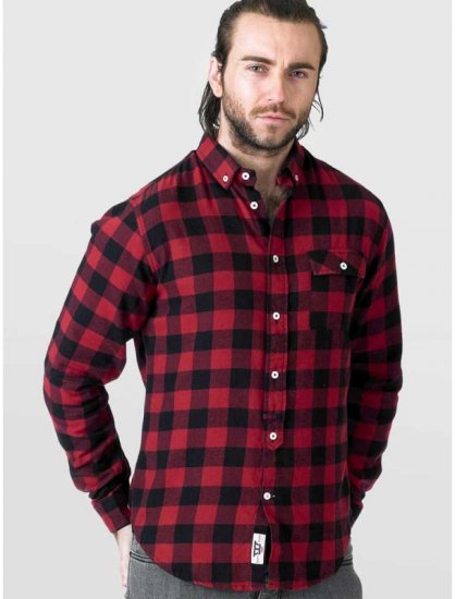 D555 Lawton LS Flannel Shirt Red - Herrenhemden - Herrenhemden in großen Größen