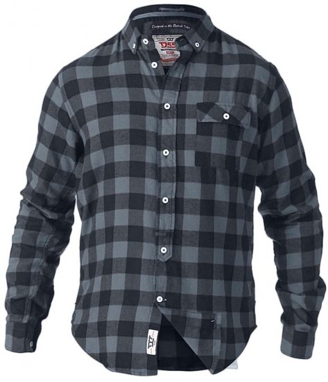 D555 Lawton LS Flannel Shirt Grey - Herrenhemden - Herrenhemden in großen Größen