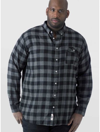 D555 Lawton LS Flannel Shirt Grey - Herrenhemden - Herrenhemden in großen Größen