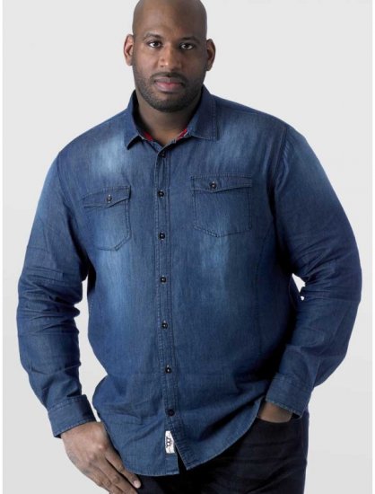 D555 Tobias LS Vintage Denim Shirt - Herrenhemden - Herrenhemden in großen Größen