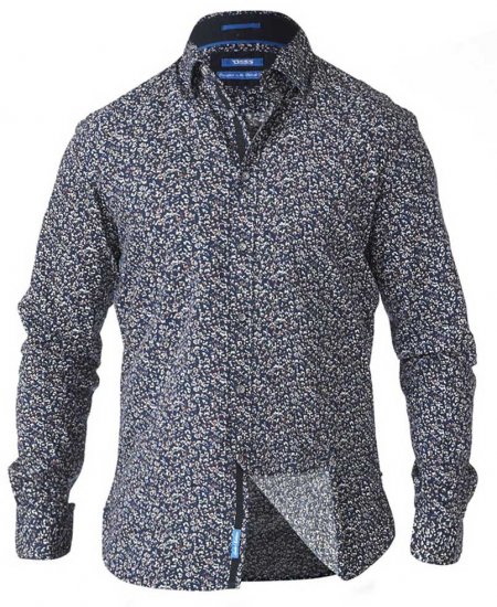 D555 Radcliff LS Printed Shirt Navy - Herrenhemden - Herrenhemden in großen Größen