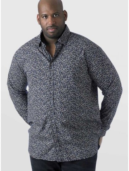 D555 Radcliff LS Printed Shirt Navy - Herrenhemden - Herrenhemden in großen Größen