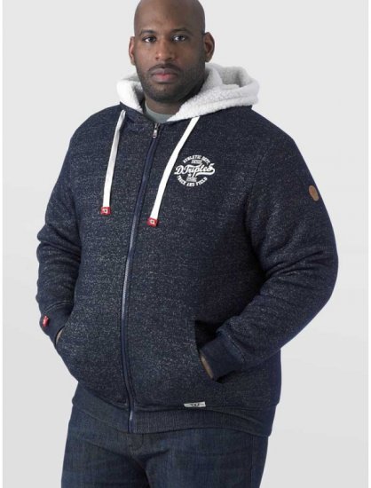 D555 Hulk Fur Lined Zipper Hood Navy - Herren-sweater und -hoodies - Herren-Sweater und -Hoodies in großen Größen