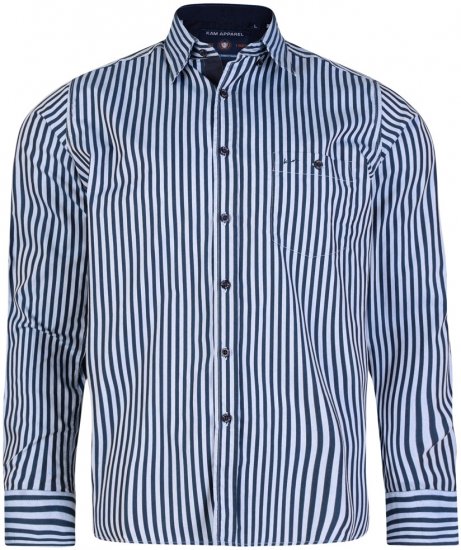 Kam Jeans 6139 Long Sleeve Shirt Navy - Herrenhemden in großen Größen - Herrenhemden in großen Größen