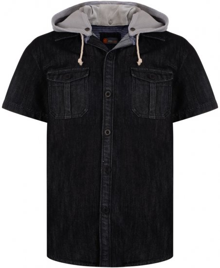 Kam Jeans Luiz Short Sleeve Denim Shirt Black - Herrenhemden - Herrenhemden in großen Größen