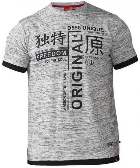 D555 Harold T-shirt Grey - Herren-T-Shirts in großen Größen - Herren-T-Shirts in großen Größen