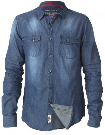 D555 Tobias LS Vintage Denim Shirt - Herrenhemden - Herrenhemden in großen Größen