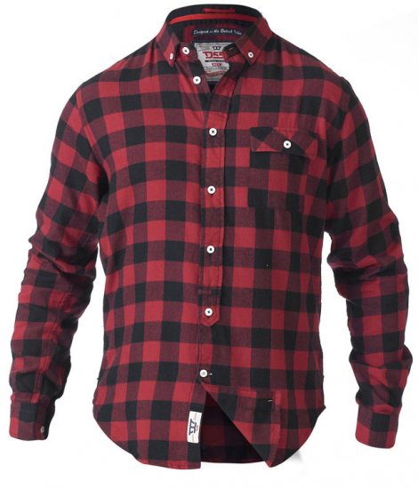 D555 Lawton LS Flannel Shirt Red - Herrenhemden - Herrenhemden in großen Größen