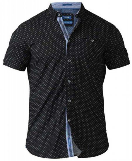 D555 Ollie Short Sleeve Shirt Black - Herrenhemden - Herrenhemden in großen Größen