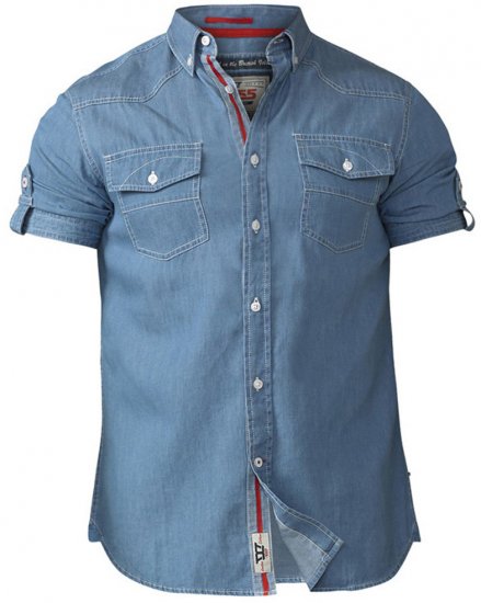 D555 Nathan Short Sleeve Shirt Blue - Herrenhemden - Herrenhemden in großen Größen