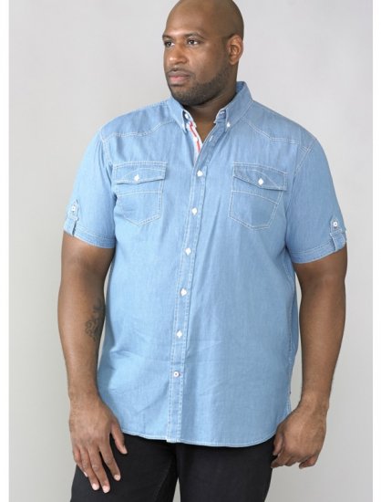 D555 Nathan Short Sleeve Shirt Blue - Herrenhemden - Herrenhemden in großen Größen