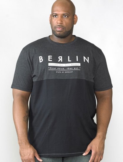 D555 Hamish T-shirt Charcoal & Black - Herren-T-shirts - Herren-T-Shirts in großen Größen