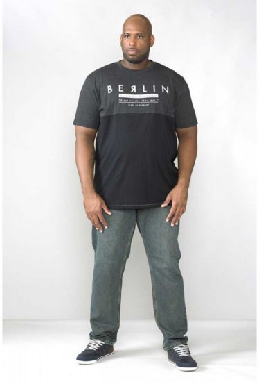 D555 Hamish T-shirt Charcoal & Black - Herren-T-shirts - Herren-T-Shirts in großen Größen