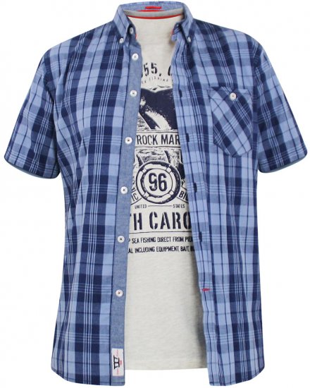 D555 Genoa Short Sleeve Shirt & T-shirt Combo - Herrenhemden - Herrenhemden in großen Größen