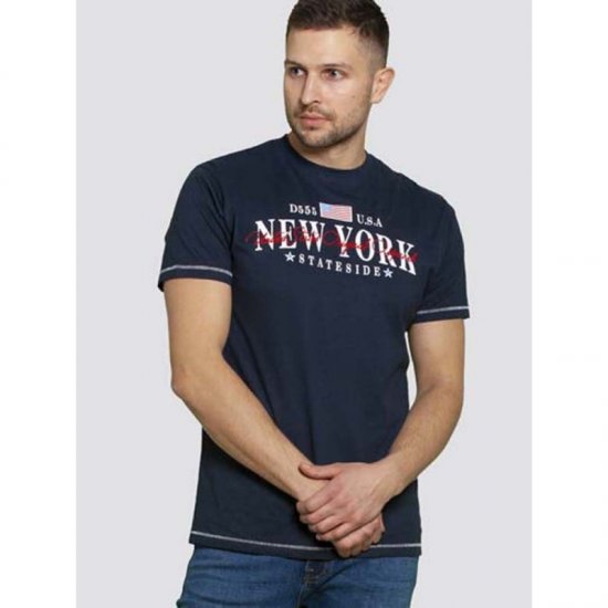 D555 Thornton Embroidery T-shirt Navy - Herren-T-shirts - Herren-T-Shirts in großen Größen