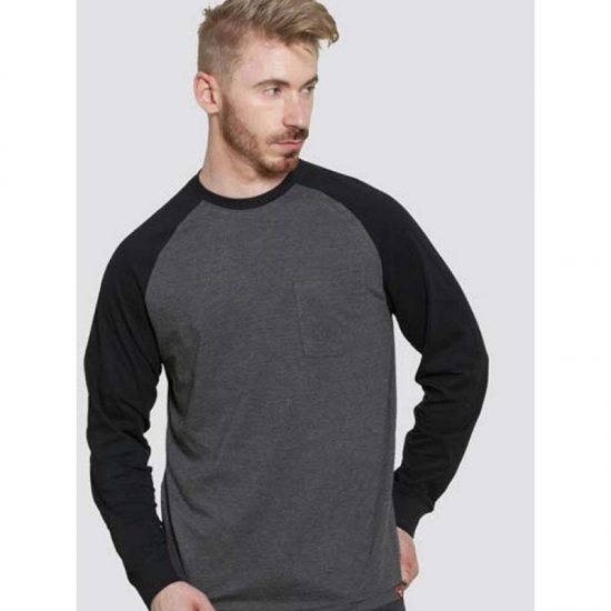 D555 Illinois Long Sleeve T-shirt Charcoal - Herren-T-shirts - Herren-T-Shirts in großen Größen