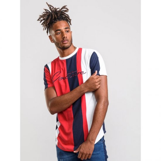 D555 Bancroft T-shirt Red/Navy - Herren-T-shirts - Herren-T-Shirts in großen Größen