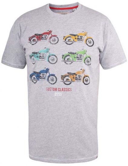 D555 Bathurst Custom Classics Motorbike Printed T-Shirt Grey - Herren-T-shirts - Herren-T-Shirts in großen Größen