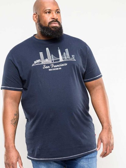 D555 Randwick San Francisco Printed T-Shirt Navy - Herren-T-shirts - Herren-T-Shirts in großen Größen