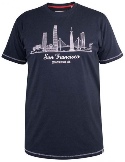 D555 Randwick San Francisco Printed T-Shirt Navy - Herren-T-shirts - Herren-T-Shirts in großen Größen