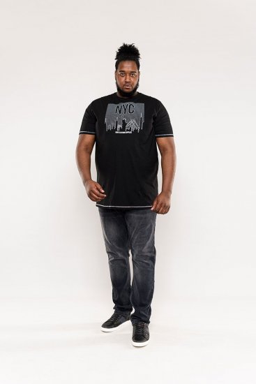 D555 Willoughby NYC Dot Printed T-Shirt Black - Herren-T-shirts - Herren-T-Shirts in großen Größen