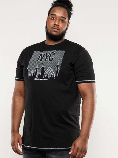 D555 Willoughby NYC Dot Printed T-Shirt Black - Herren-T-shirts - Herren-T-Shirts in großen Größen