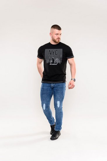 D555 Willoughby NYC Dot Printed T-Shirt Black - Herren-T-shirts - Herren-T-Shirts in großen Größen