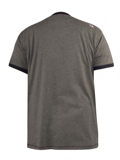 D555 Hereford Brooklyn Motorbike Printed Ringer T-Shirt Khaki - Herren-T-shirts - Herren-T-Shirts in großen Größen
