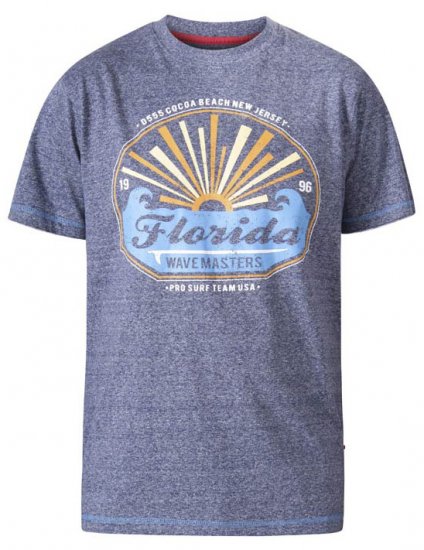 D555 Hallam Florida Wave Masters Crew Neck T-Shirt Navy Twist - Herren-T-shirts - Herren-T-Shirts in großen Größen