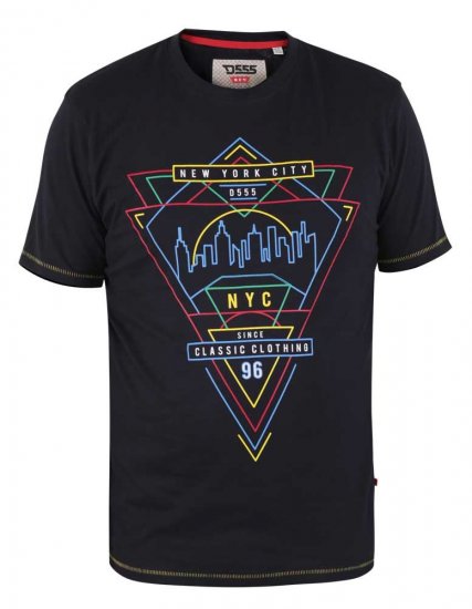 D555 Taunton Neon Printed T-Shirt - Herren-T-shirts - Herren-T-Shirts in großen Größen