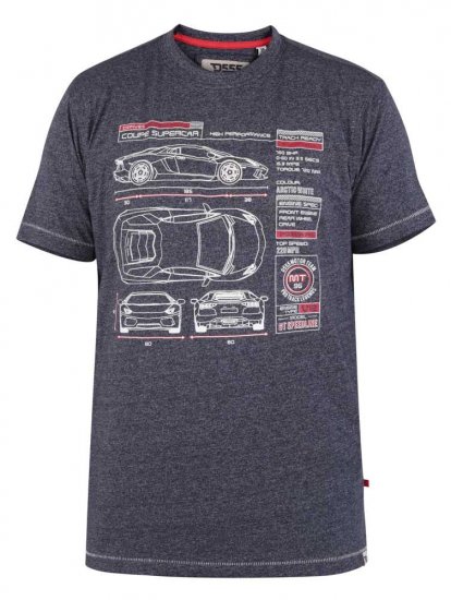 D555 Oakhill Super Car Blueprint T-shirt - Herren-T-shirts - Herren-T-Shirts in großen Größen