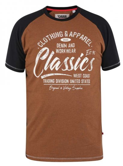 D555 Charmouth Raglan Sleeve Printed T-Shirt - Herren-T-shirts - Herren-T-Shirts in großen Größen