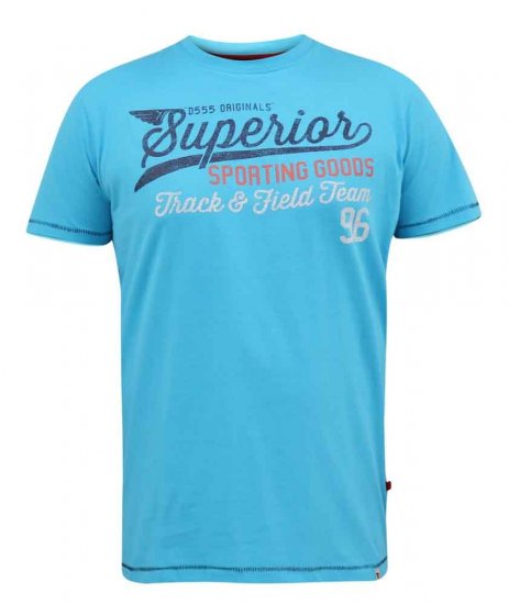 D555 Rushden Superior Printed T-Shirt Turquoise - Herren-T-Shirts in großen Größen - Herren-T-Shirts in großen Größen