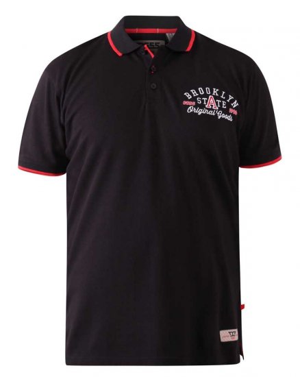 D555 Canning Chest Embroidery Polo Shirt Black - Polo-Shirts für Herren in großen Größen - Polo-Shirts für Herren in großen Größen