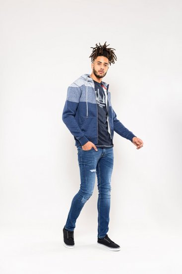 D555 Columbus Cut And Sew Panelled Zip Through Hoody Blue - Herren-sweater und -hoodies - Herren-Sweater und -Hoodies in großen Größen